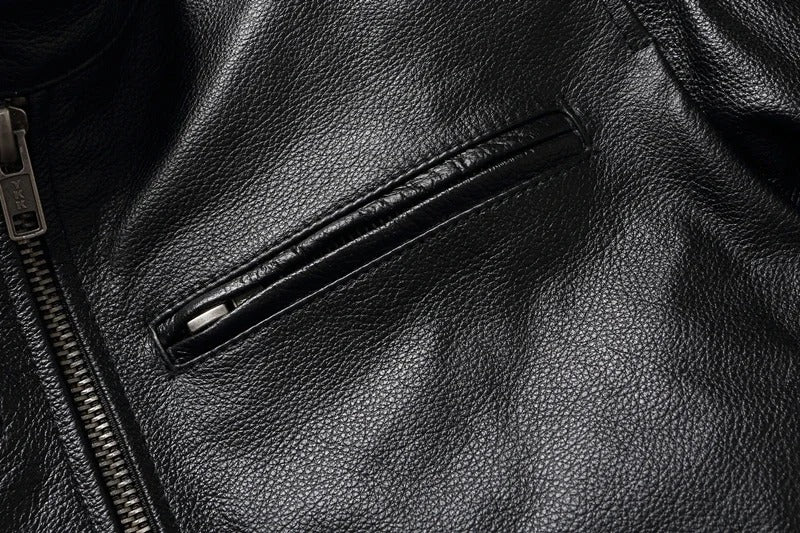 Men's 100% Cowhide Leather Motorcycle Jacket