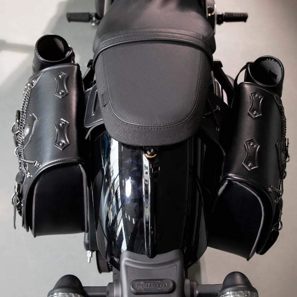 Universal Retro Motorcycle Saddlebag – PU Leather Saddlebag with Side Gear Cup Bag