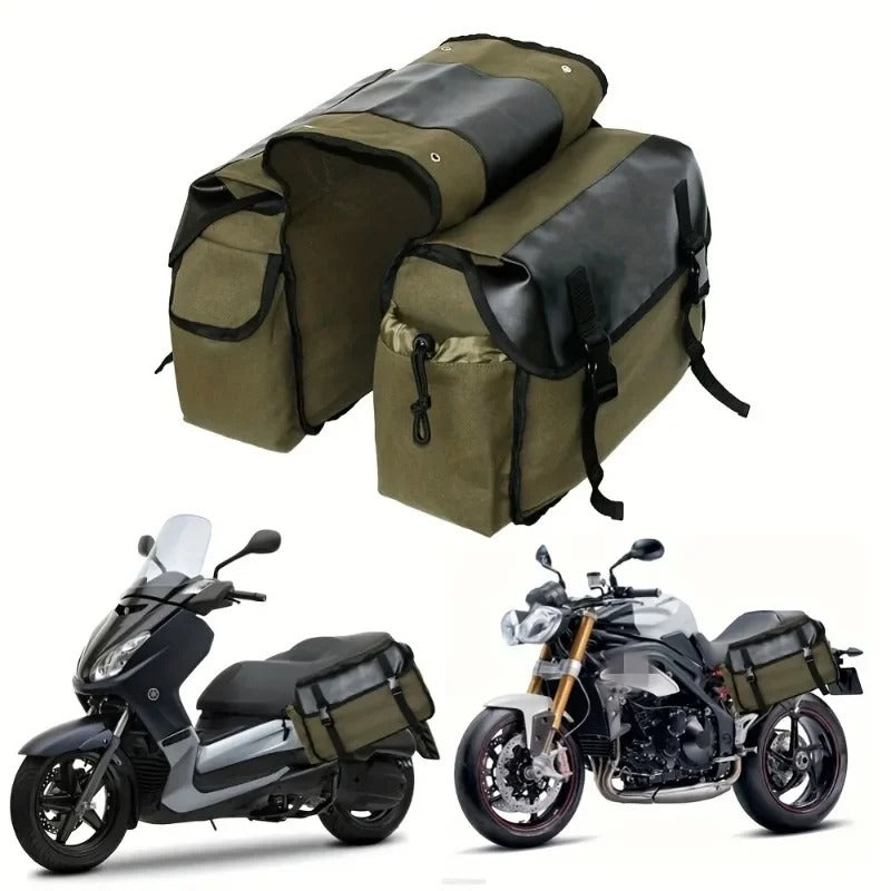 Universal Motorcycle Saddle Bag – Large Capacity Canvas Panniers