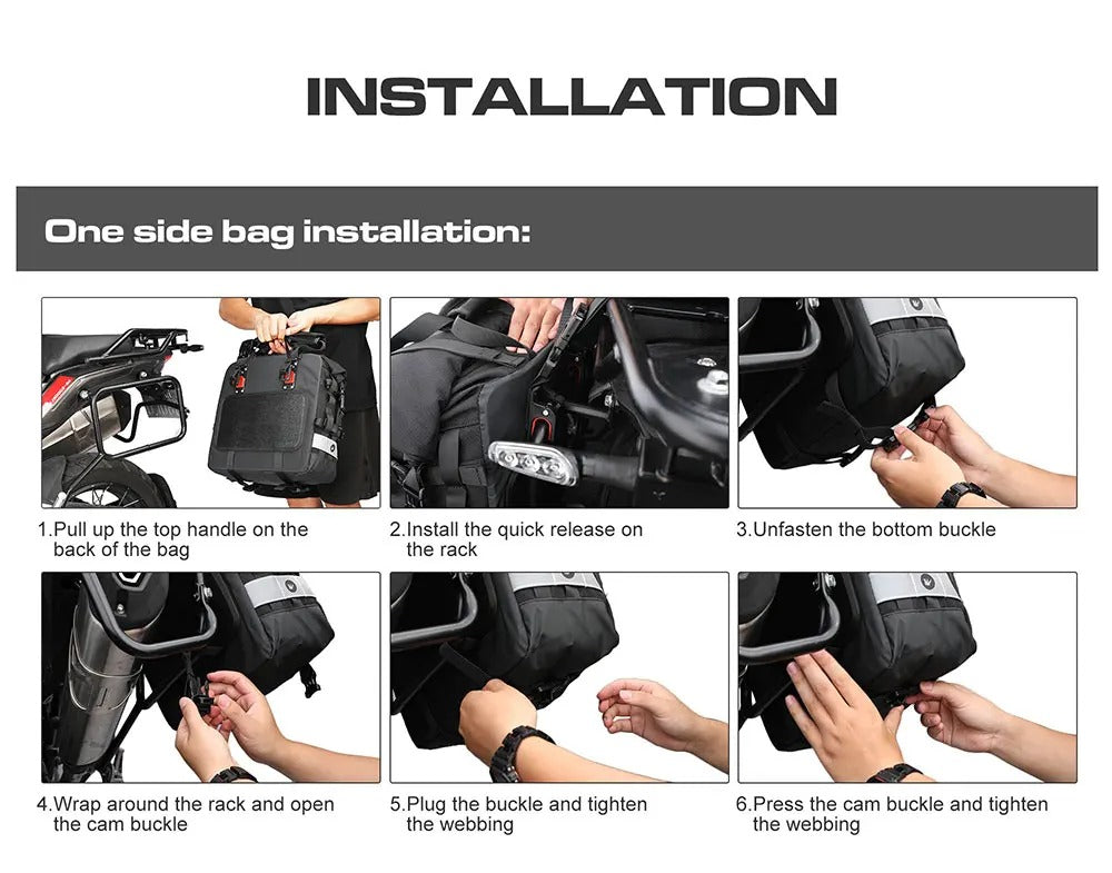 Waterproof Expandable Motorcycle Side Bag – 20L to 30L