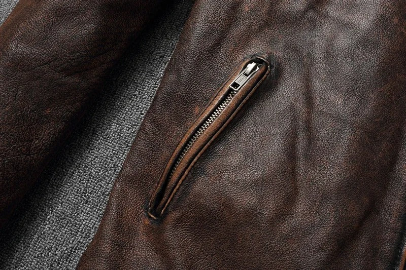 Men's 100% Cowhide Leather Motorcycle Jacket