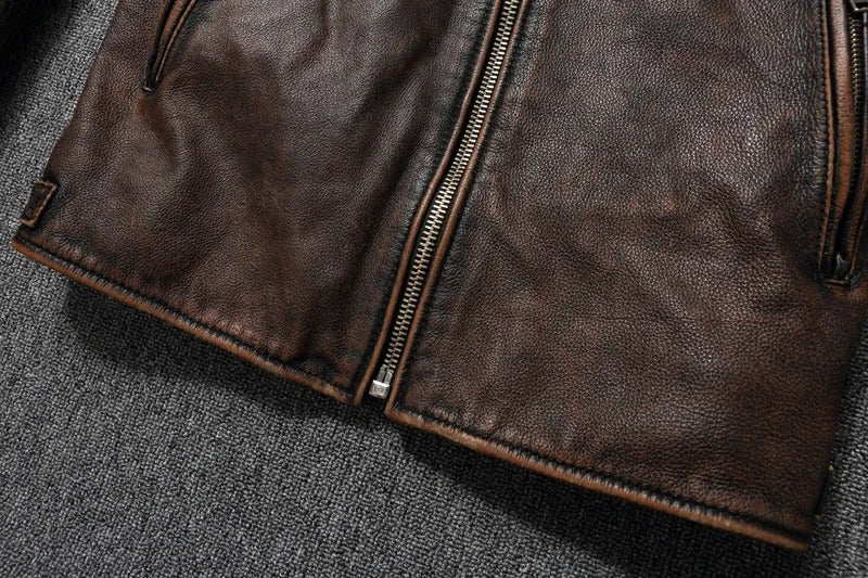 Men's 100% Cowhide Leather Motorcycle Jacket