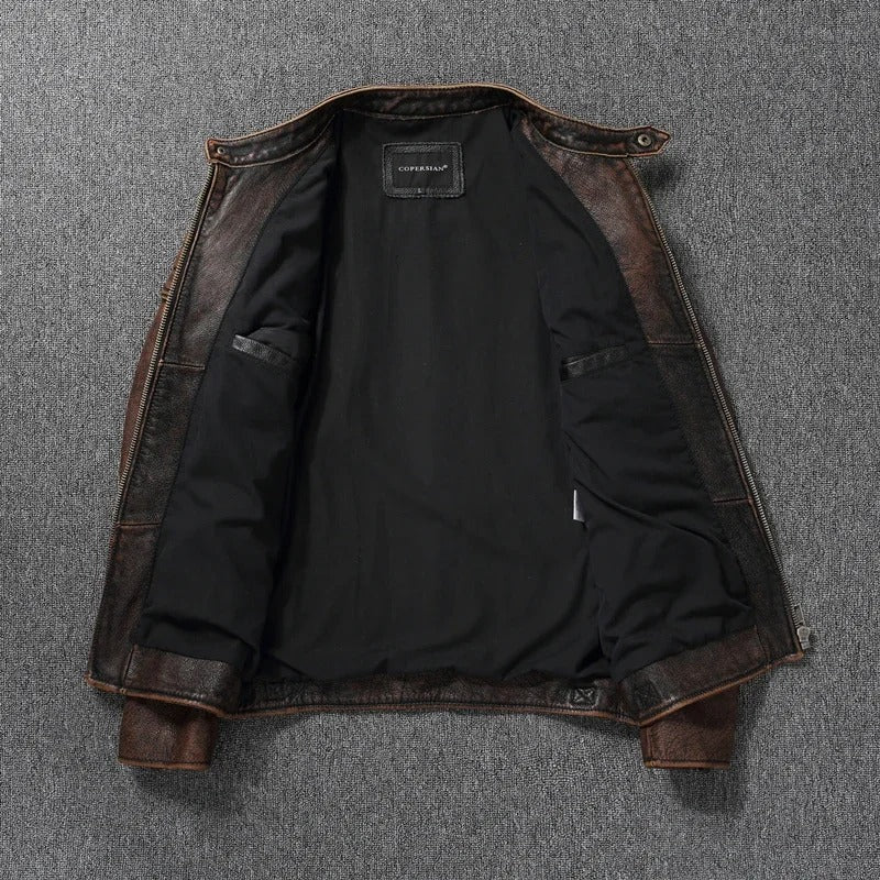 Men's 100% Cowhide Leather Motorcycle Jacket