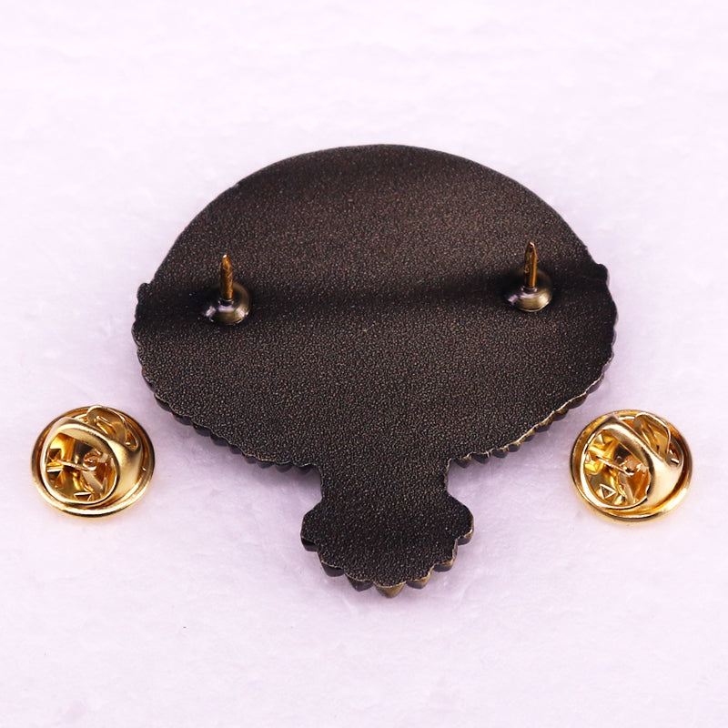 Ride Forever Skull Pin – Vintage Enamel Motorcycle Brooch