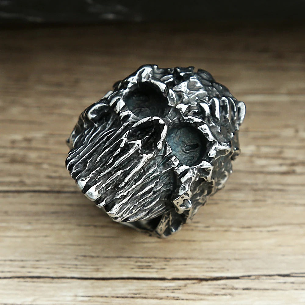 Gothic Black Devil Skull Ring – Stainless Steel Biker Jewelry
