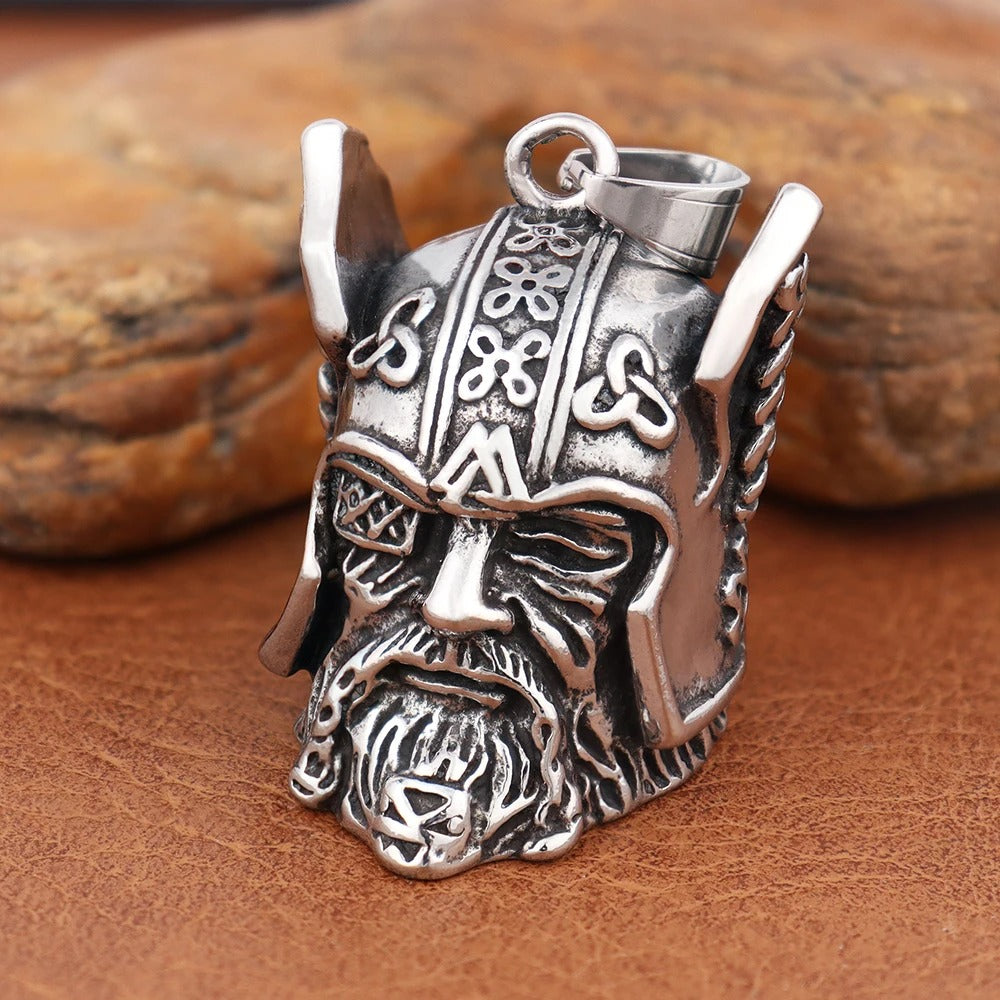 Vintage Viking Warrior Bell Pendant – Motorcycle Guardian Necklace