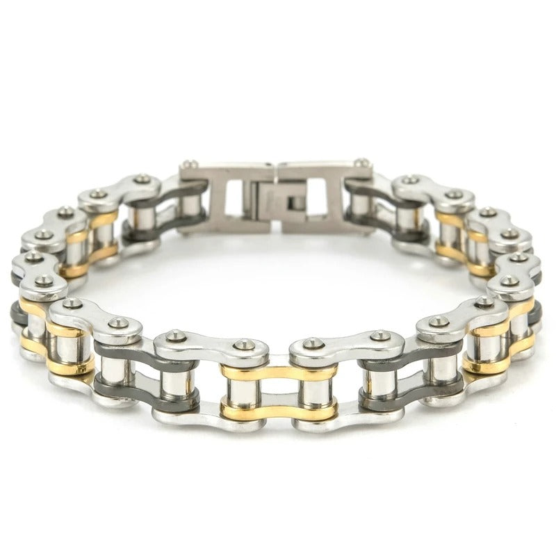 Stainless Steel Biker Chain Bracelet – Punk Motorcycle Style