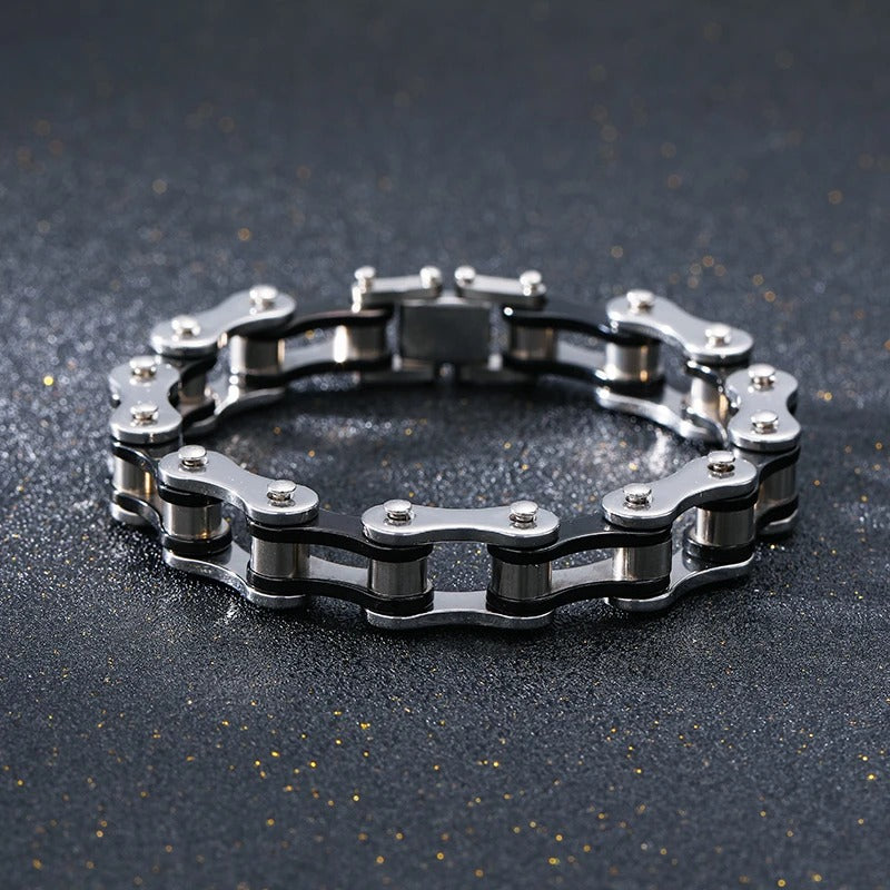 Stainless Steel Biker Chain Bracelet – Punk Motorcycle Style