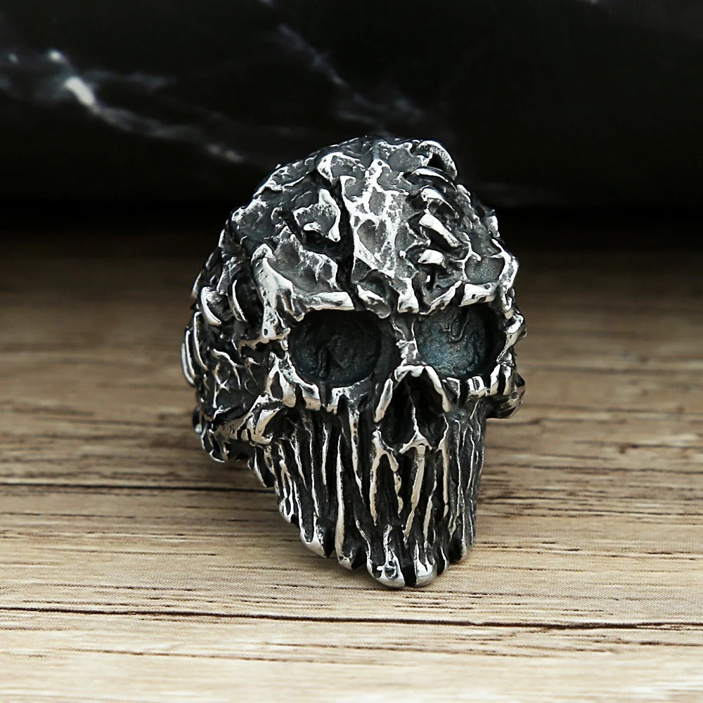 Gothic Black Devil Skull Ring – Stainless Steel Biker Jewelry