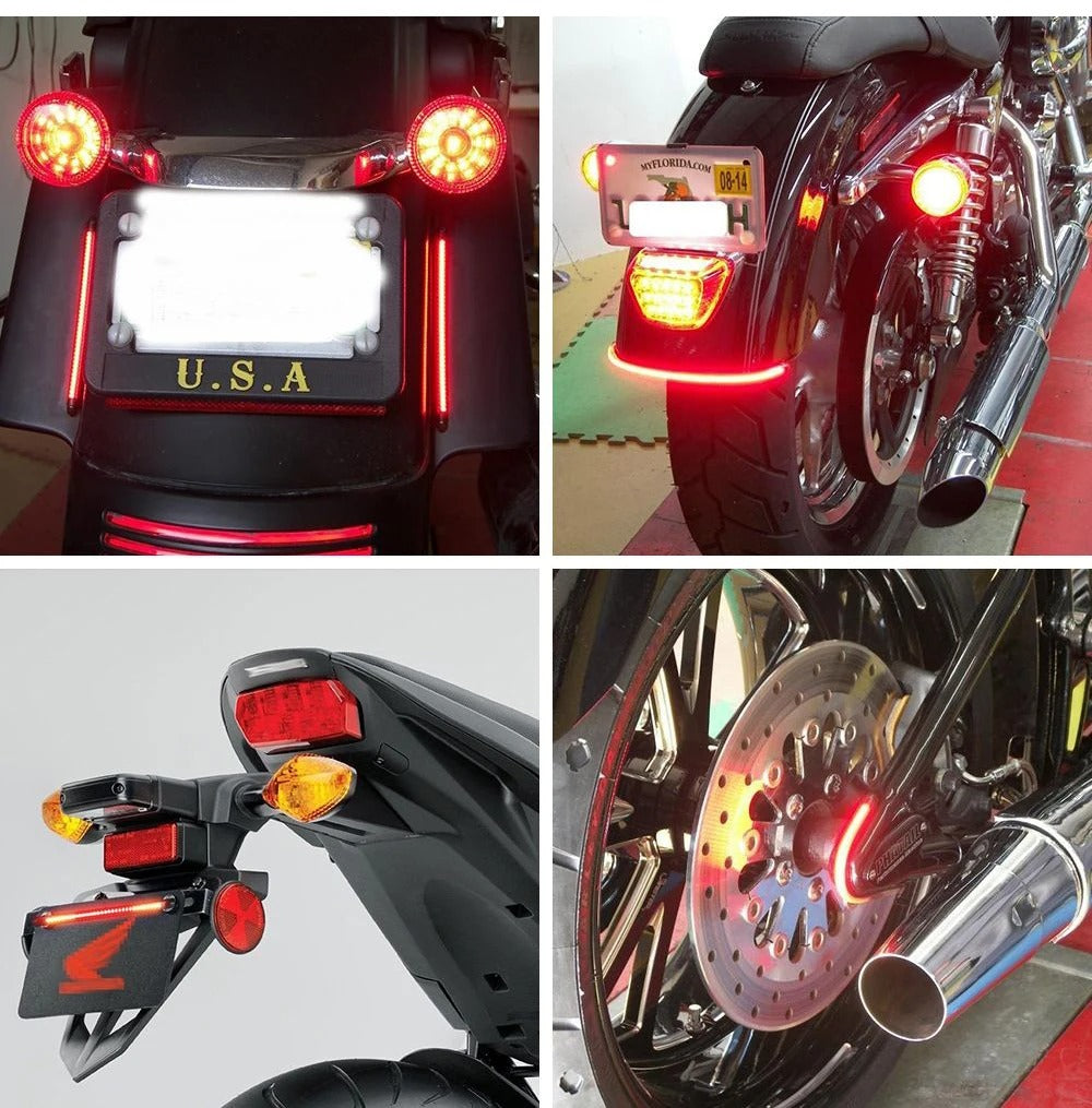 Flexible 48 LED Motorcycle Light Bar Strip Turn Signal Tail Brake – Universal Fit