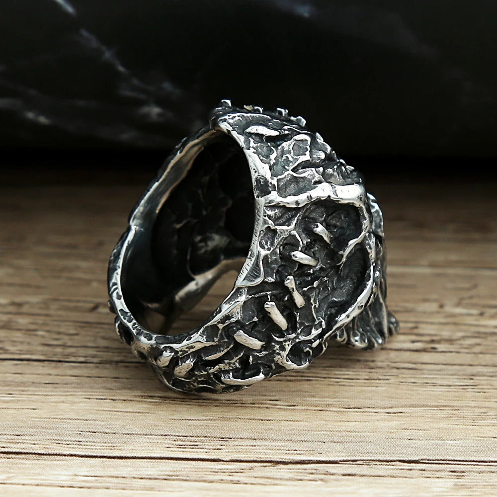 Gothic Black Devil Skull Ring – Stainless Steel Biker Jewelry