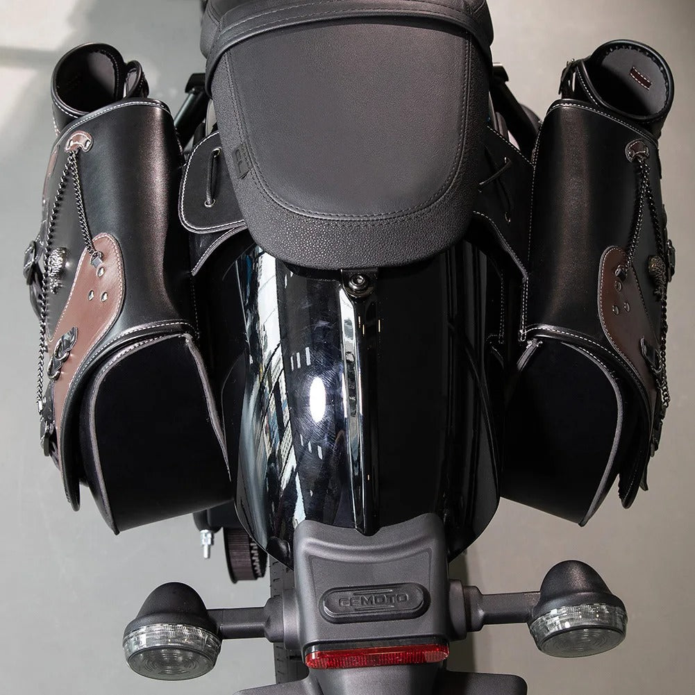 Universal Retro Motorcycle Saddlebag – PU Leather Saddlebag with Side Gear Cup Bag