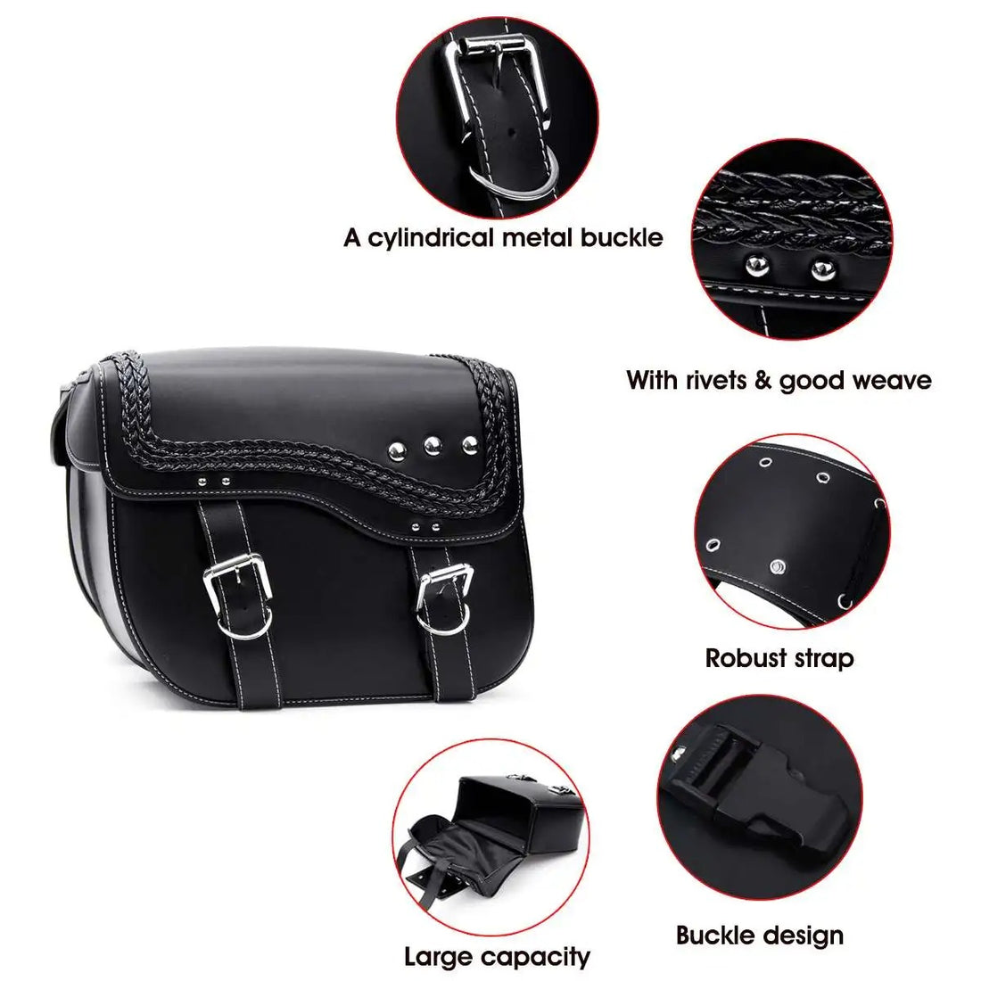 Universal PU Leather Motorcycle Saddlebags – Waterproof Side Bags
