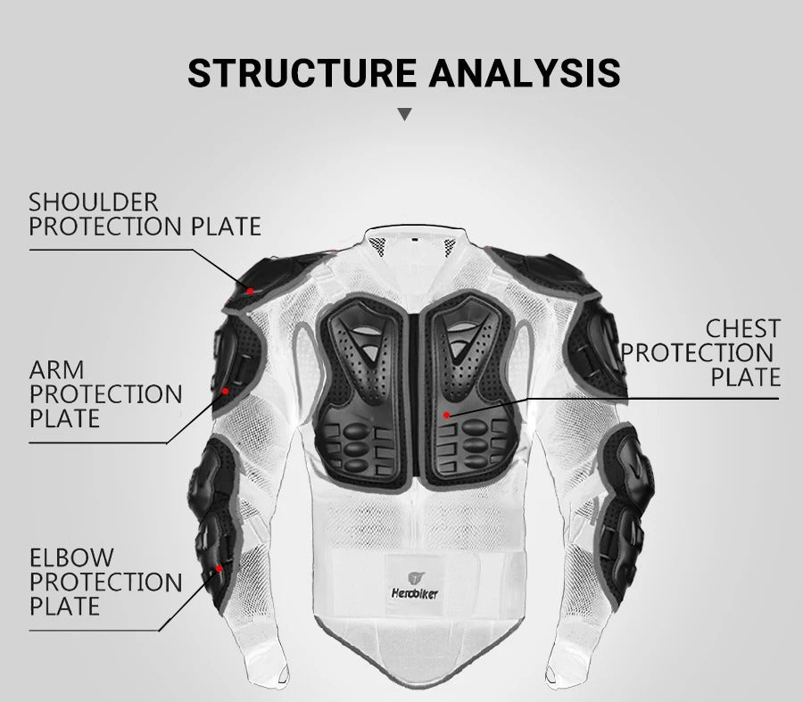 Motorcycle Full Body Armor Jacket – Spine, Chest & Shoulder Guards