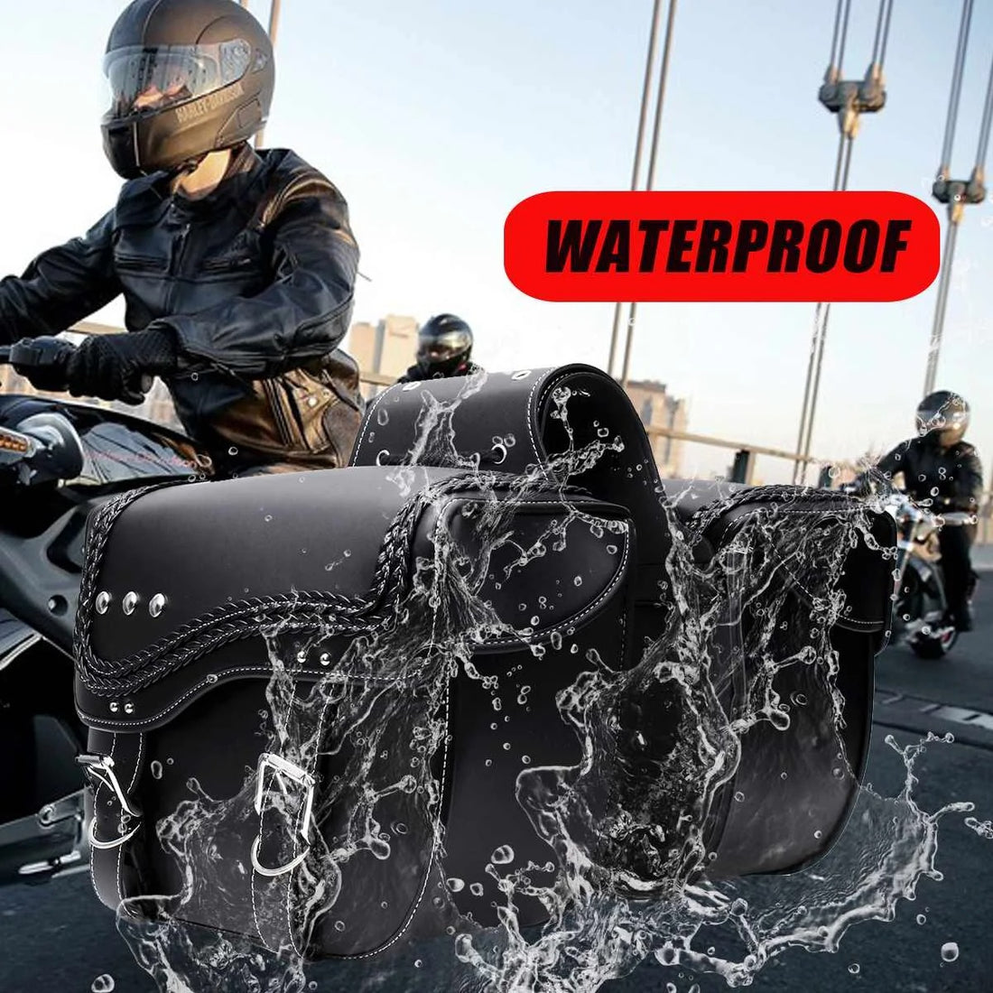 Universal PU Leather Motorcycle Saddlebags – Waterproof Side Bags