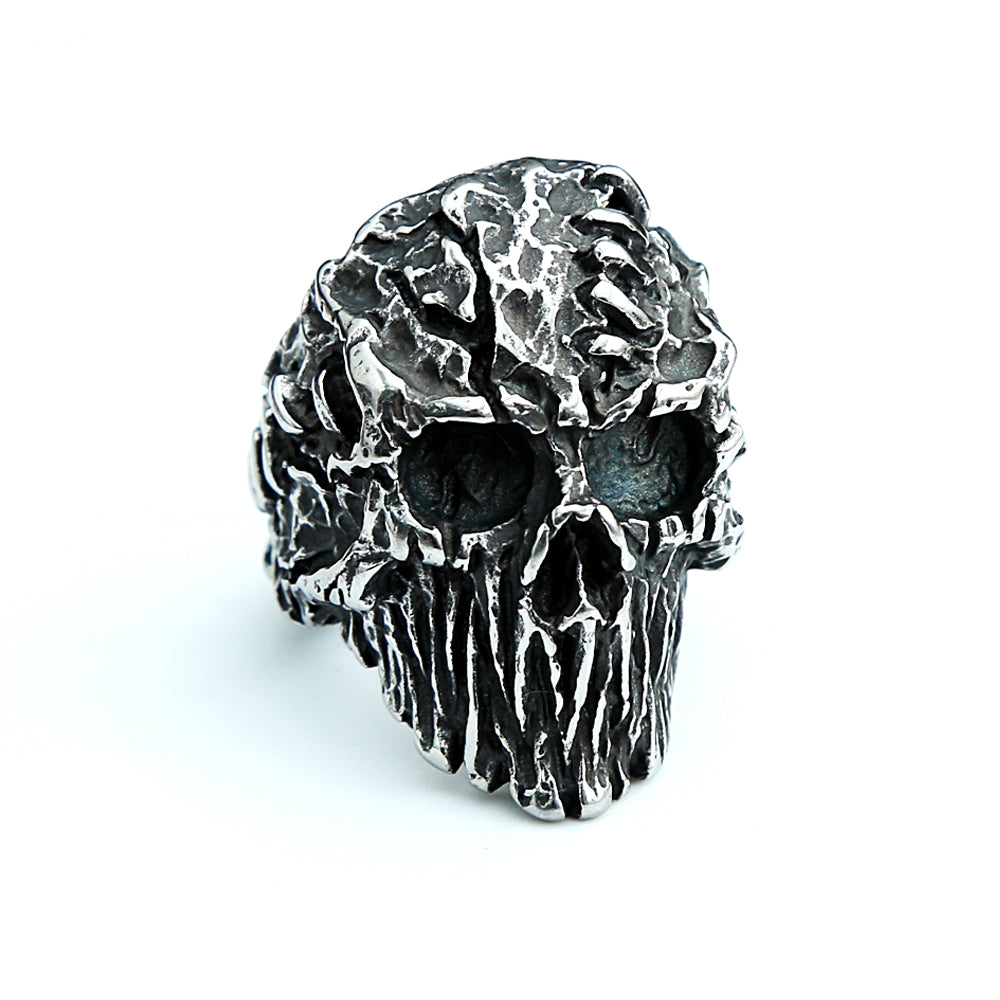 Gothic Black Devil Skull Ring – Stainless Steel Biker Jewelry