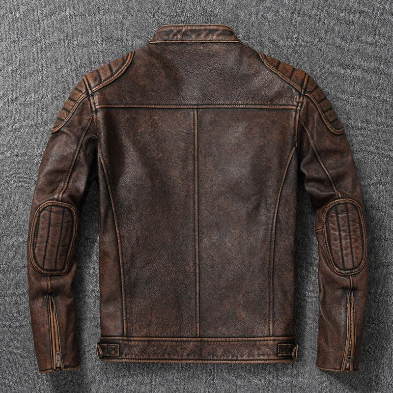 Men's 100% Cowhide Leather Motorcycle Jacket
