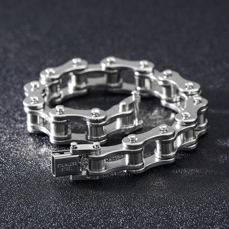 Stainless Steel Biker Chain Bracelet – Punk Motorcycle Style