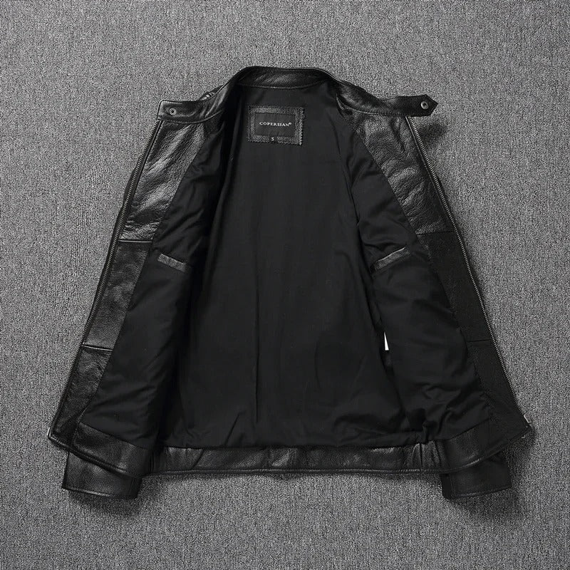 Men's 100% Cowhide Leather Motorcycle Jacket