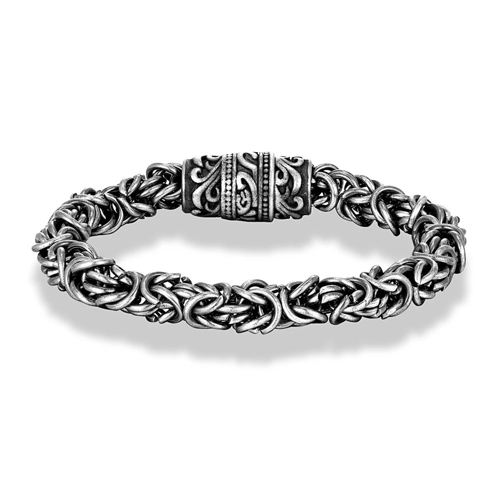 Fleur-de-lis Byzantine Chain Bracelet – Antique Steel