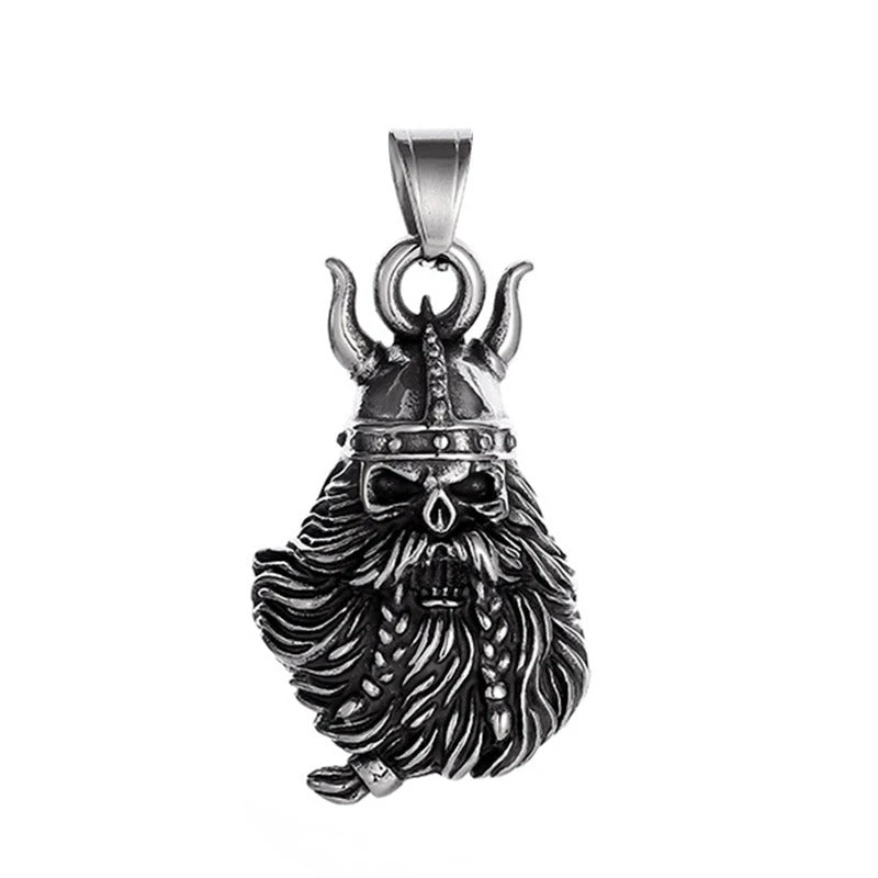 Vintage Viking Warrior Bell Pendant – Motorcycle Guardian Necklace