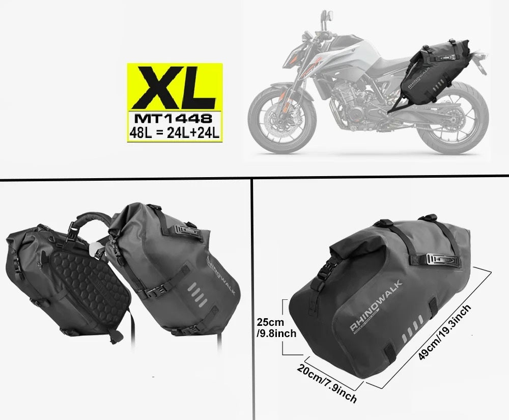 Motorcycle Saddle Bags – 100% Waterproof Panniers 18L / 28L / 48L
