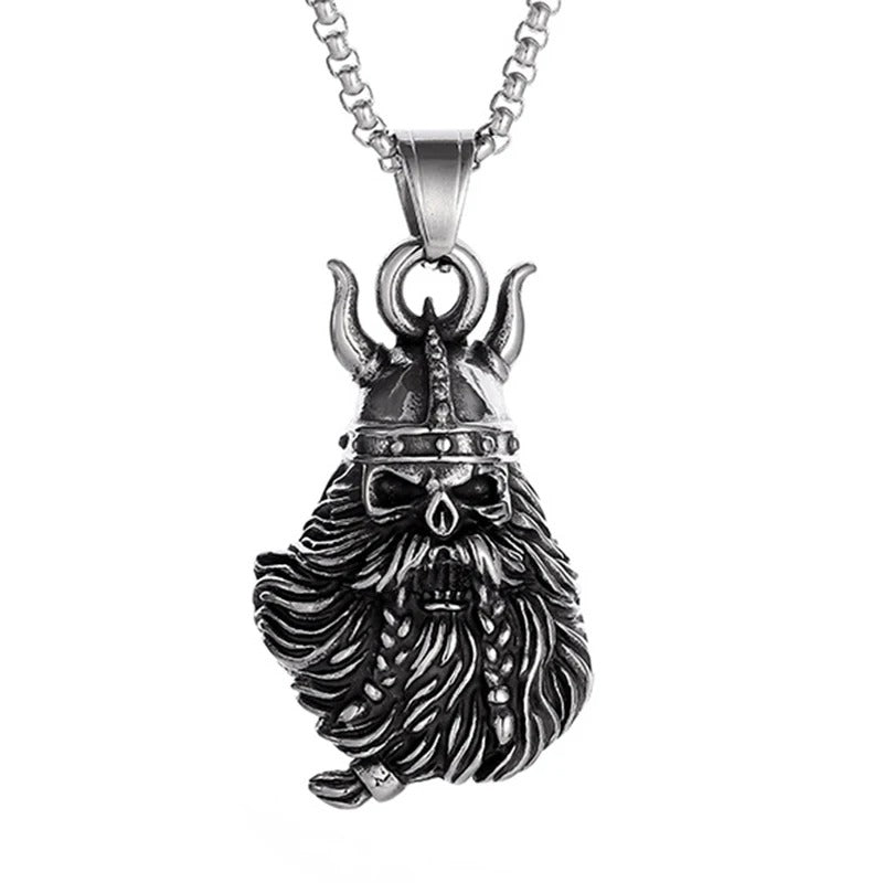 Vintage Viking Warrior Bell Pendant – Motorcycle Guardian Necklace
