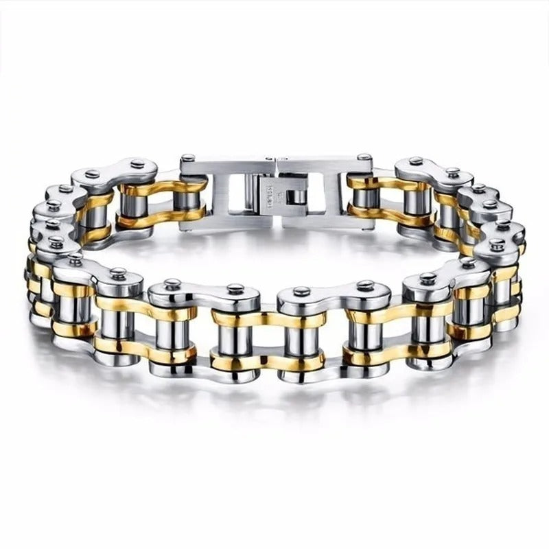 Stainless Steel Biker Chain Bracelet – Punk Motorcycle Style