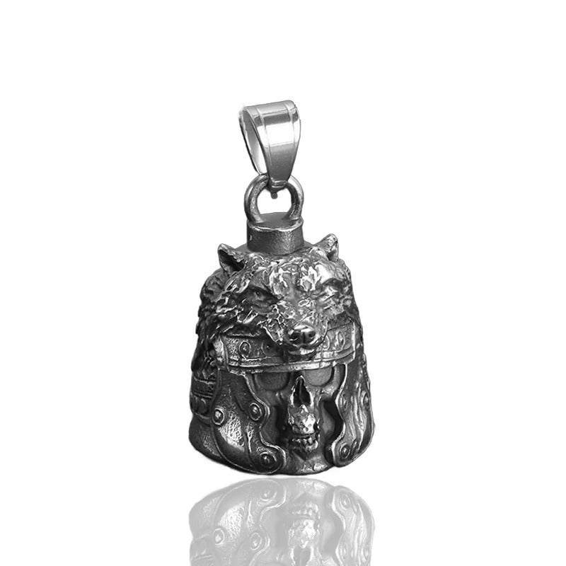 Vintage Viking Warrior Bell Pendant – Motorcycle Guardian Necklace