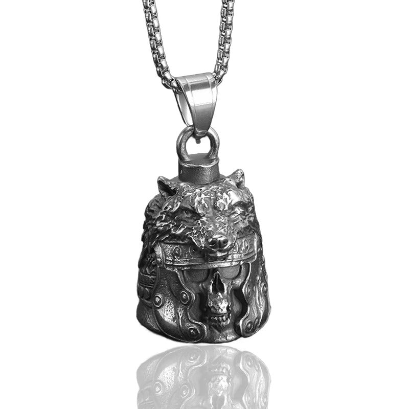 Vintage Viking Warrior Bell Pendant – Motorcycle Guardian Necklace