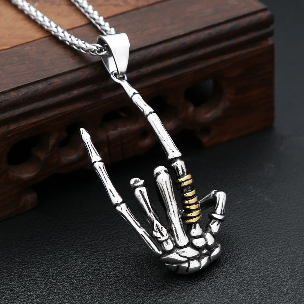Gothic Skull Gesture Pendant Necklace