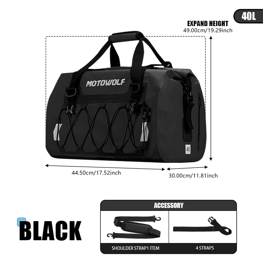 Waterproof Motorcycle Rear Bag 40L/66L/80L/90L – Travel Saddle Luggage
