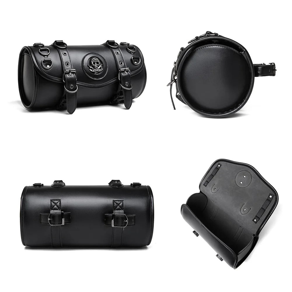 Skull Motorcycle Handlebar Bag – Retro Waterproof Front Fork Pouch