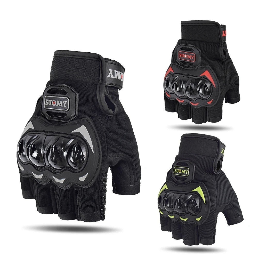 Shockproof Fingerless Motorcycle Gloves – Summer Mesh, Anti-Slip, Breathable