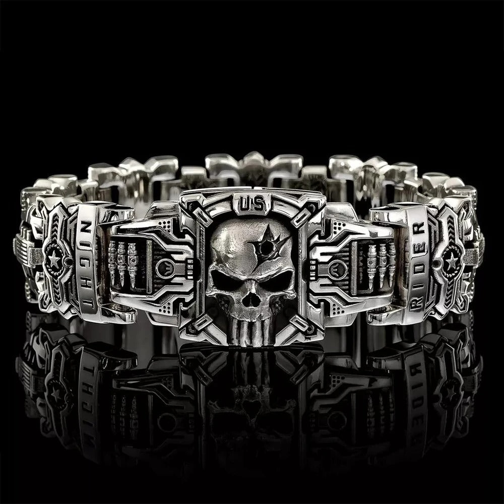 Vintage Skull Rider Bracelet – Gothic Motorcycle Jewelry