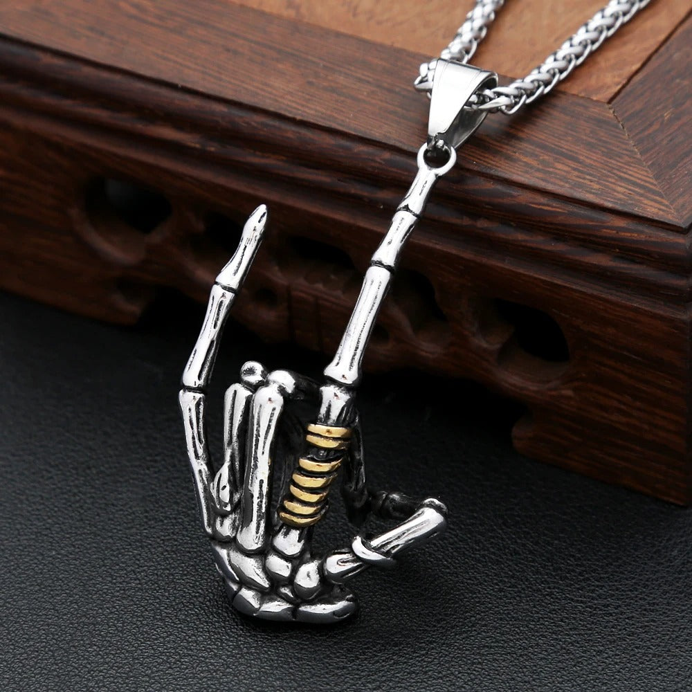 Gothic Skull Gesture Pendant Necklace