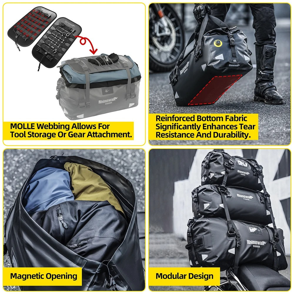 Rhinowalk Motorcycle Back Seat Bag – Waterproof 20L/40L/65L Saddlebag