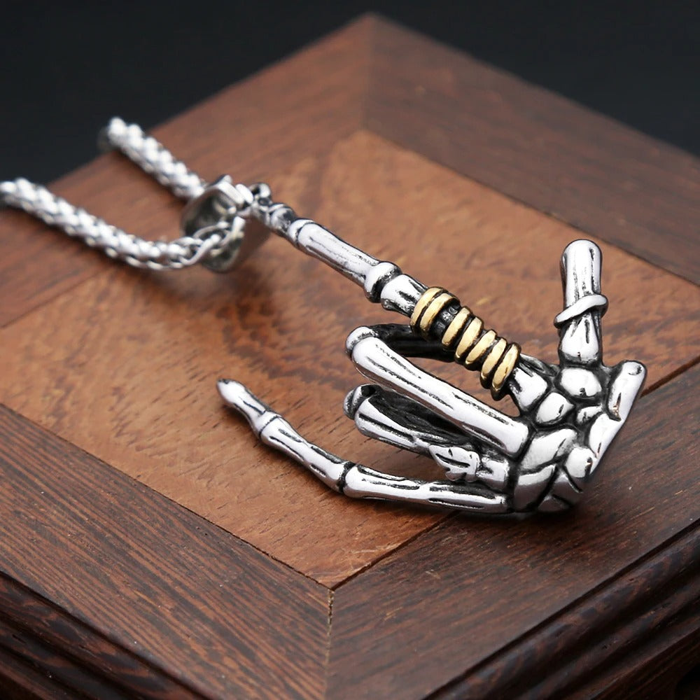Gothic Skull Gesture Pendant Necklace