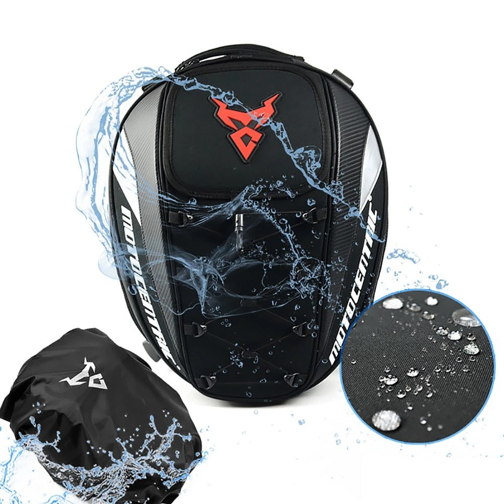 Expandable Motorcycle Tail Bag – Waterproof & Helmet-Compatible