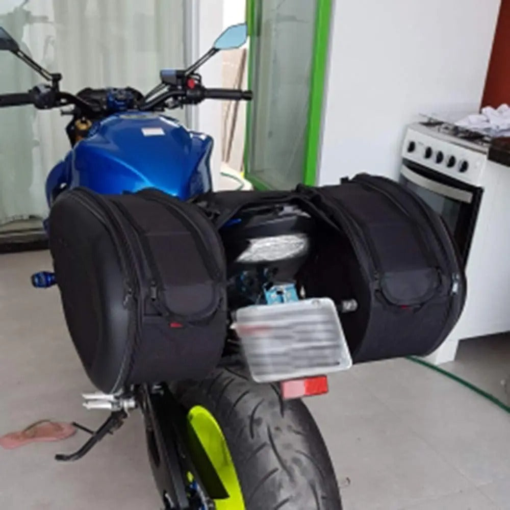 Motorcycle Waterproof Saddlebags – Expandable Side Travel Bags with Rain Cover