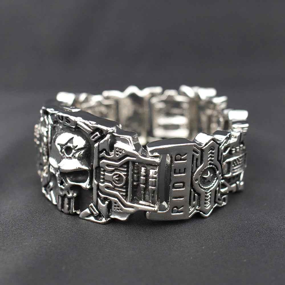 Vintage Skull Rider Bracelet – Gothic Motorcycle Jewelry