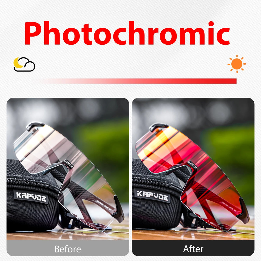 Rimless Photochromic Cycling & Motorcycle Sunglasses – Unisex Outdoor Sports Eyewear