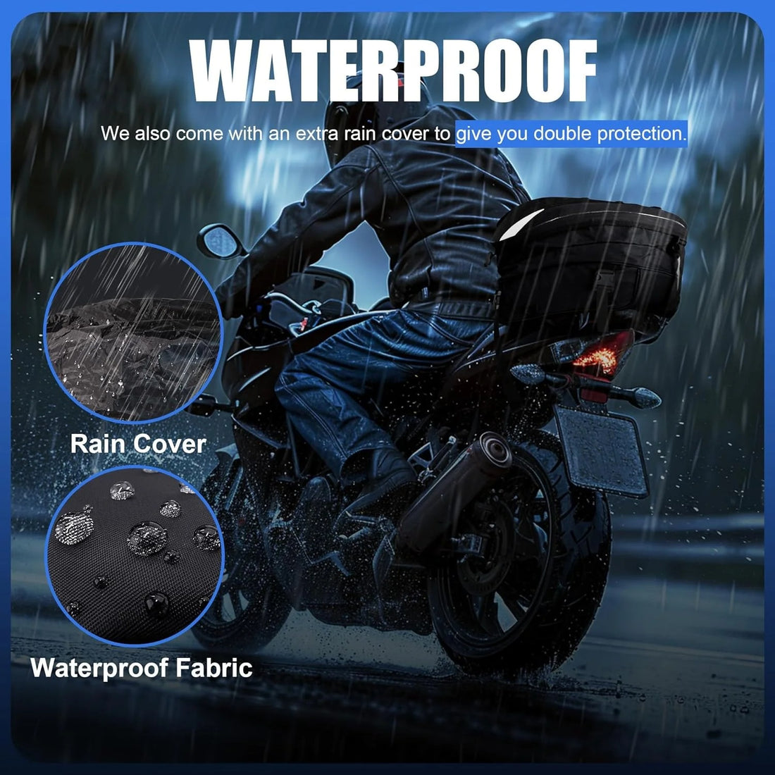 Motorcycle Waterproof Tail & Saddle Bag – Helmet Backpack with Reflective Strips