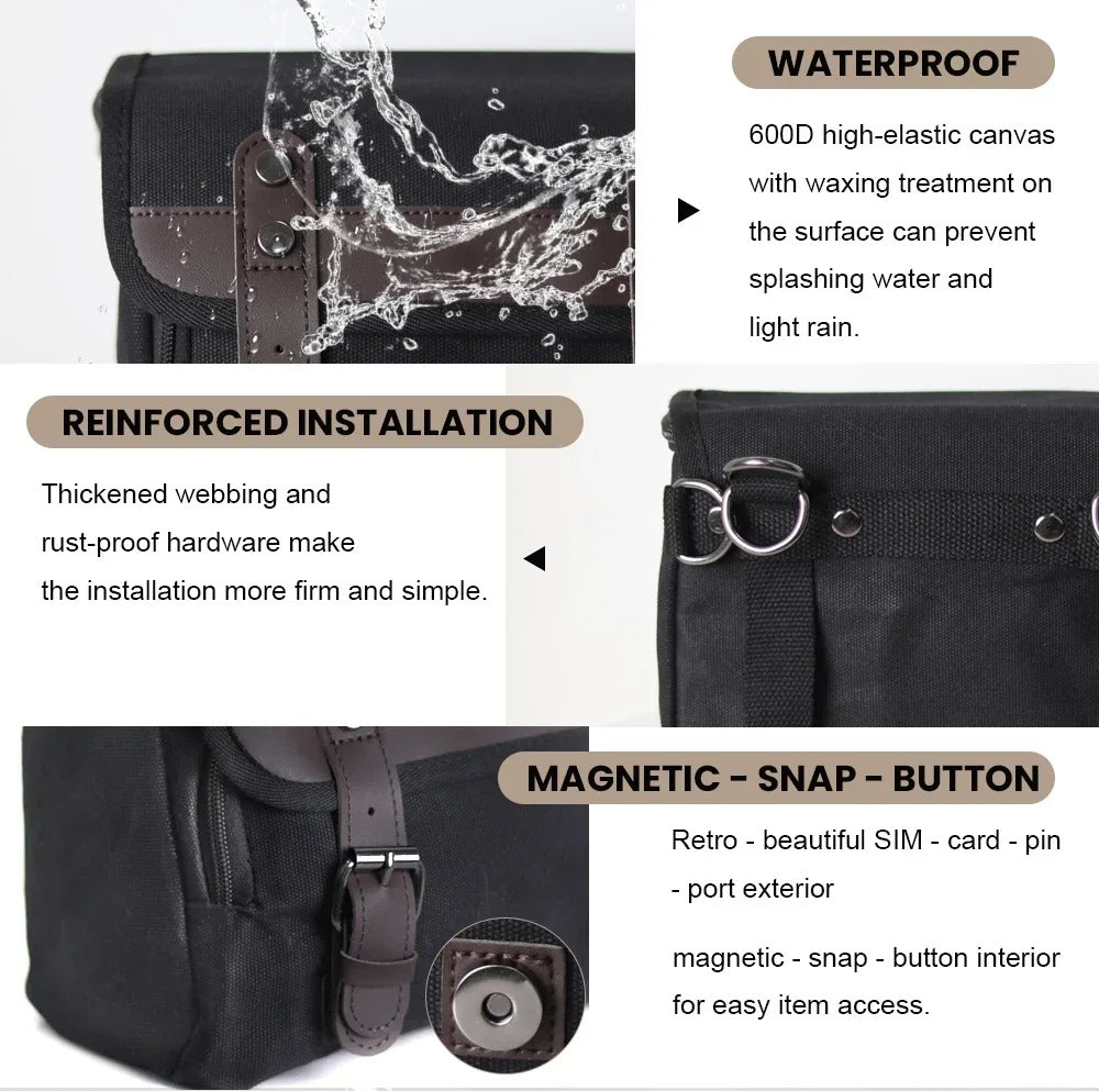 Universal Retro Waterproof Motorcycle Saddle Bag with Removable Inner Bag