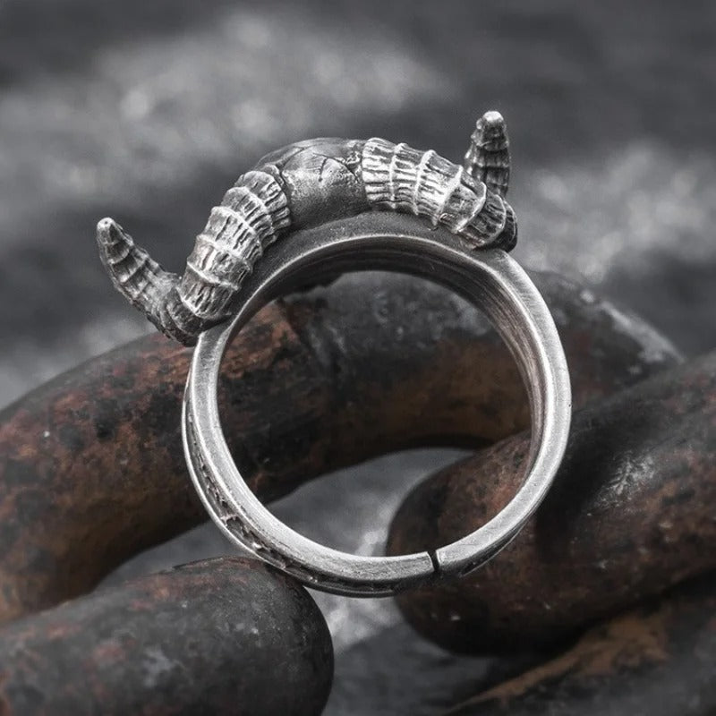 Adjustable Vintage Punk Skull Sheep Head Ring
