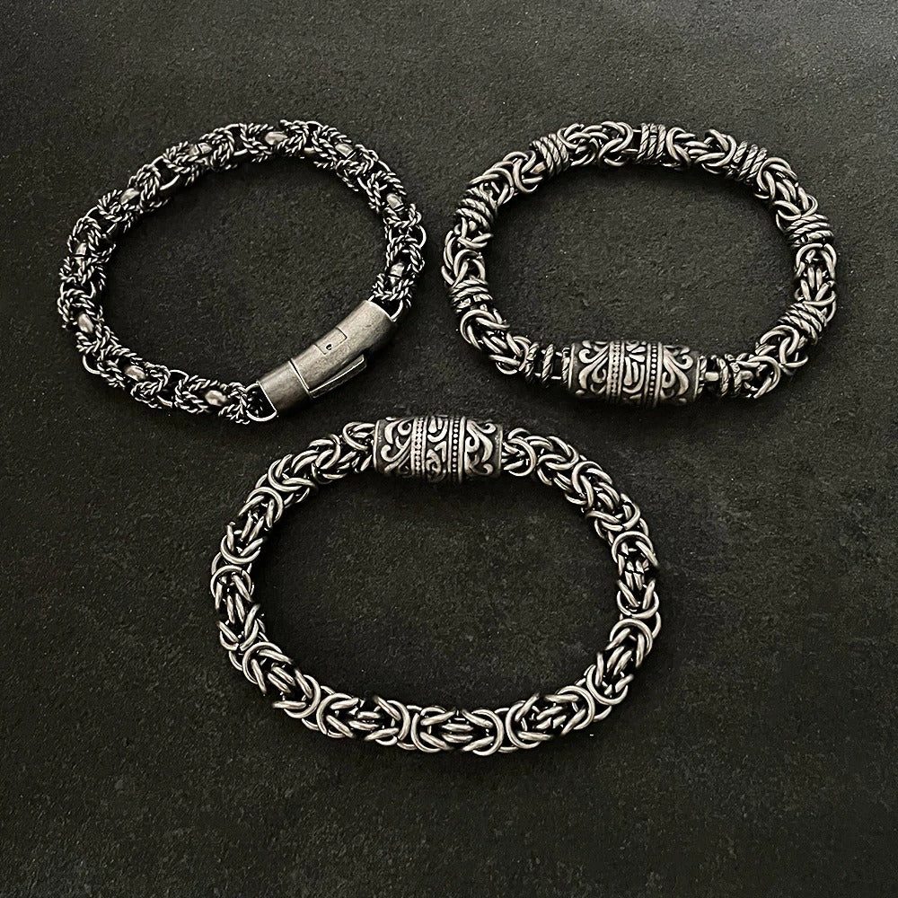 Fleur-de-lis Byzantine Chain Bracelet – Antique Steel