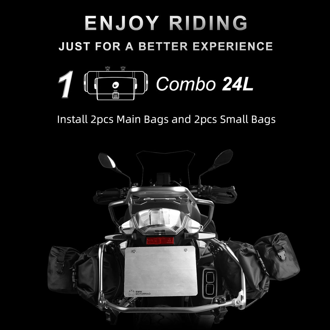 Motorcycle Side & Tail Bag – 100% Waterproof Saddle Luggage 8L / 12L / 16L / 24L