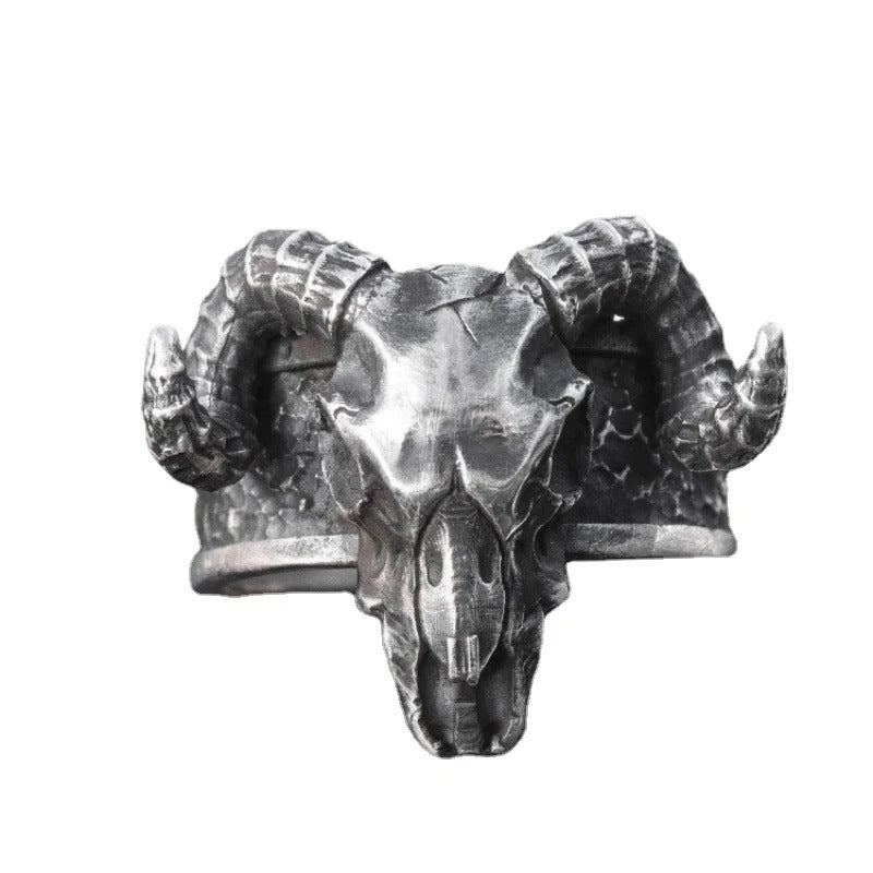 Adjustable Vintage Punk Skull Sheep Head Ring