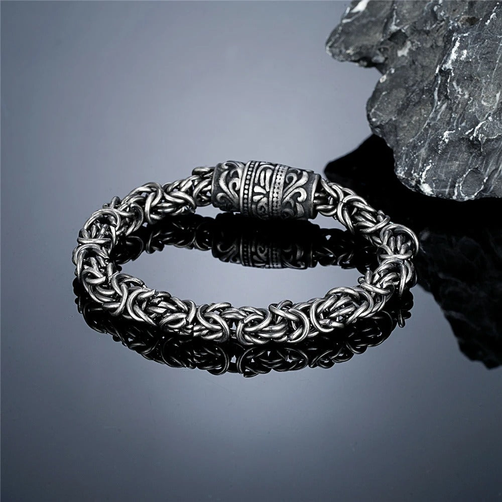 Fleur-de-lis Byzantine Chain Bracelet – Antique Steel