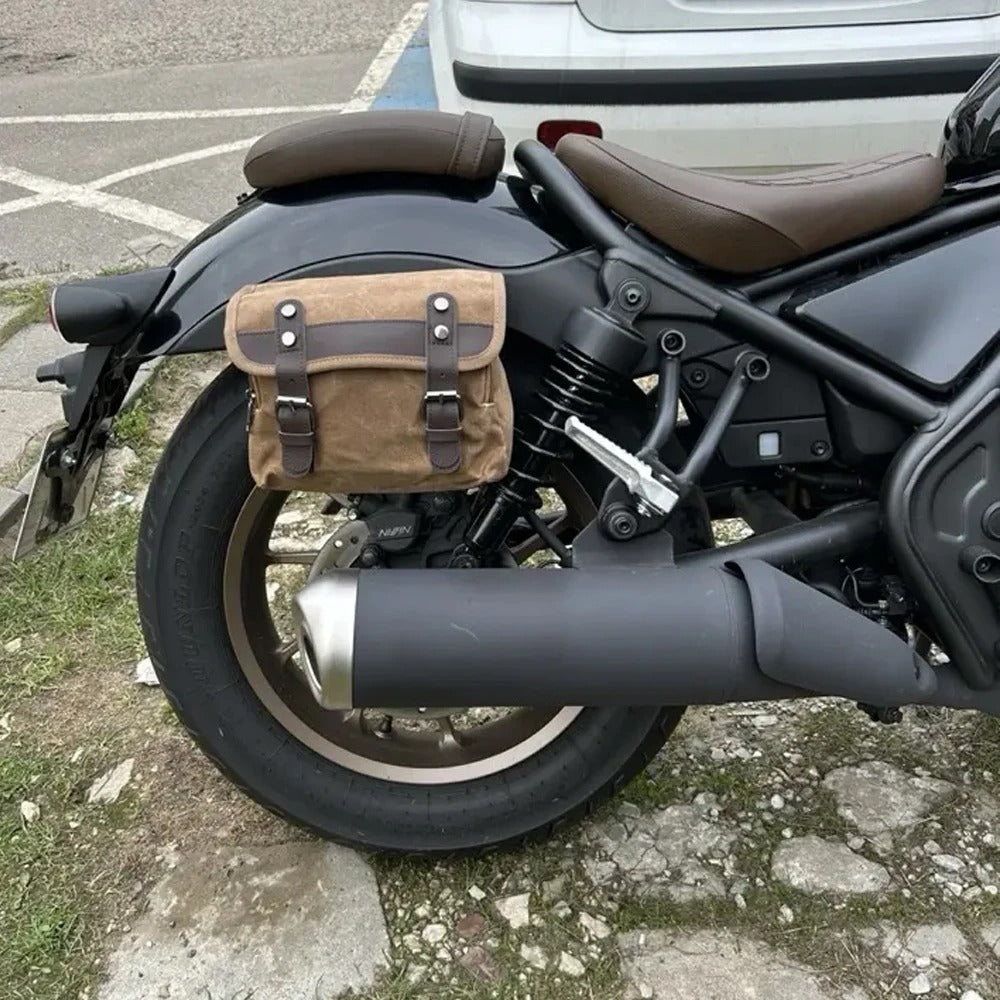 Universal Retro Waterproof Motorcycle Saddle Bag with Removable Inner Bag
